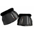 Black lemieux rubber bell overreach boots with plush fleece lining and stitched detailing for rigid protection