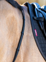 LeMieux Rubber Grip Continental Reins Black/Silver Pony Black/Silver Continental Reins