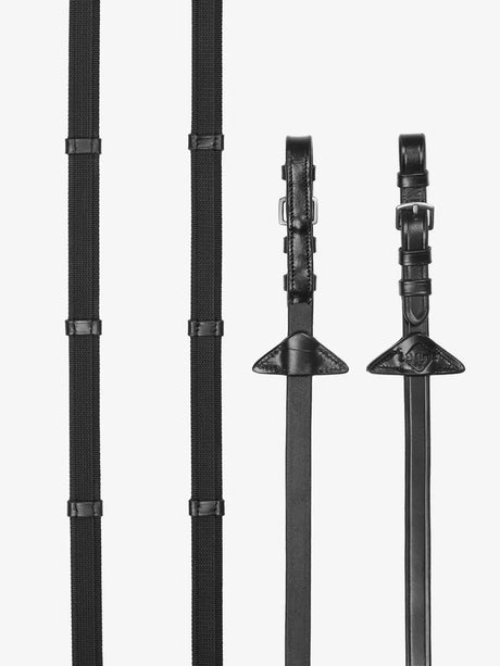 LeMieux Rubber Grip Continental Reins Black/Silver Pony Black/Silver Continental Reins