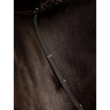 Black woven horse bridle strap with silver buckles paired with lemieux rubber grip continental reins brown brass