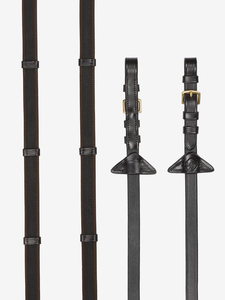 LeMieux Rubber Grip Continental Reins Brown/Brass Cob Brown/Brass Continental Reins
