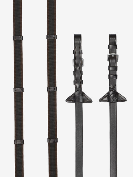 LeMieux Rubber Grip Continental Reins Brown/Silver Pony Brown/Silver Continental Reins