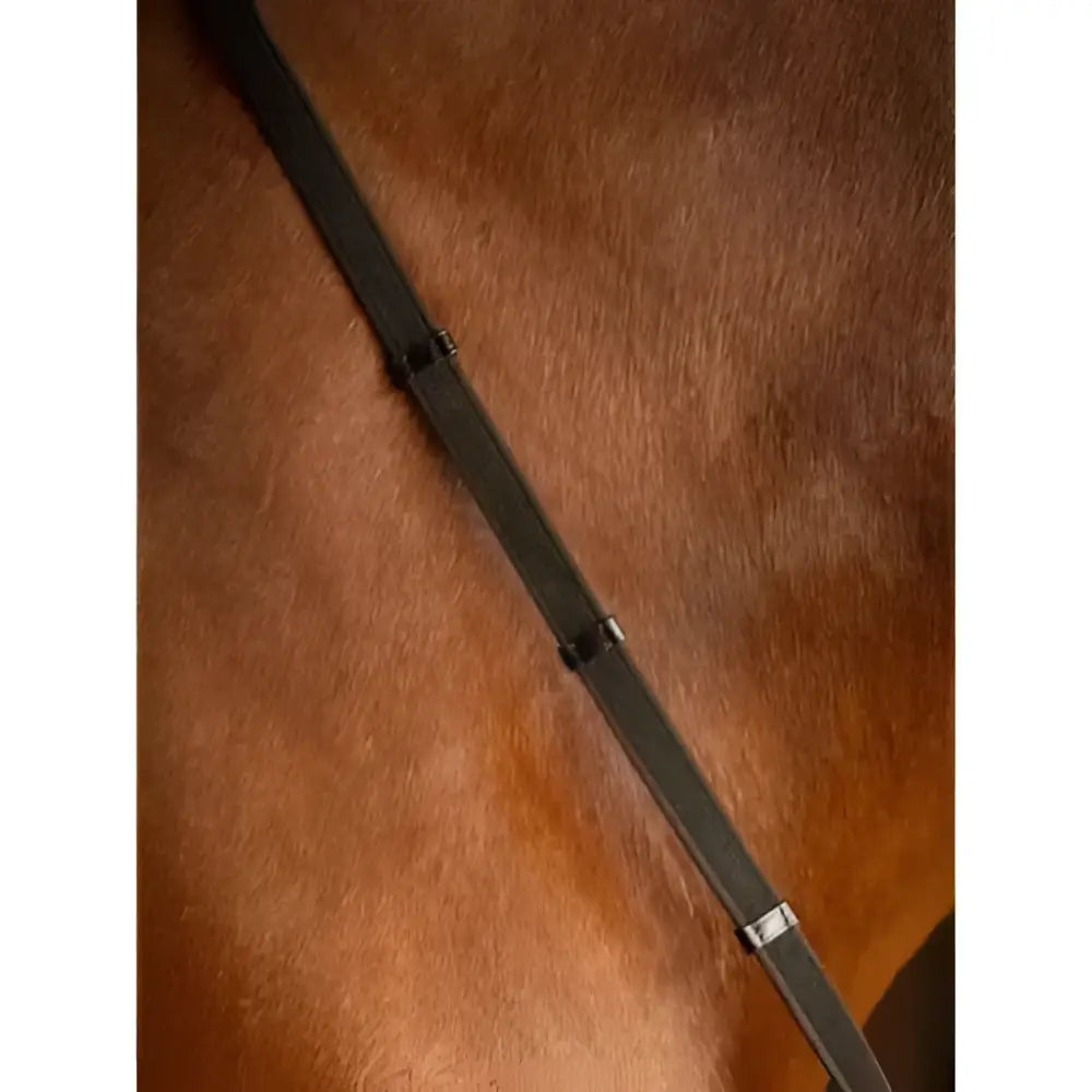 Black woven lemieux rubber grip continental reins havana with silver-toned metal buckles for secure riding grip