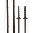 Black leather riding crop with silver buckle and decorative stitching for lemieux rubber grip continental reins havana