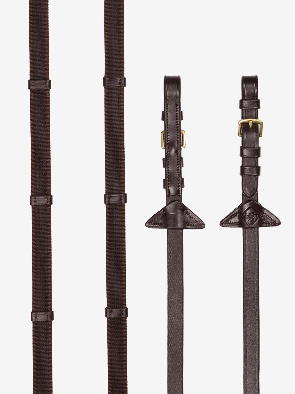 LeMieux Rubber Grip Continental Reins Havana/Brass Pony Havana/Brass Continental Reins