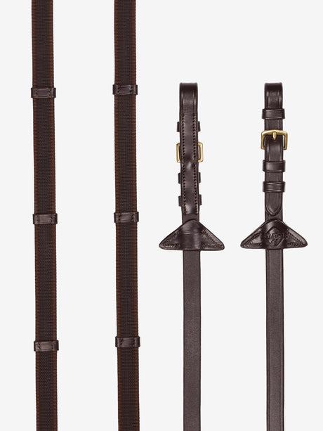 LeMieux Rubber Grip Continental Reins Havana/Brass Pony Havana/Brass Continental Reins