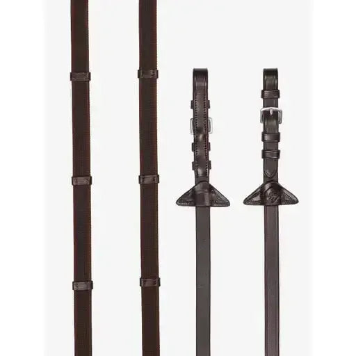 LeMieux Rubber Grip Continental Reins Havana/Silver Cob Havana/Silver Continental Reins
