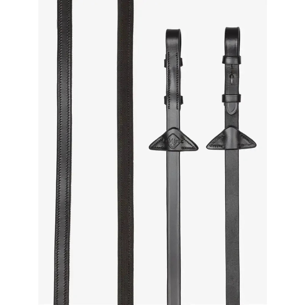 LeMieux Rubber Half lined Reins Brown/Silver Pony Brown/Silver Half Rubber Reins