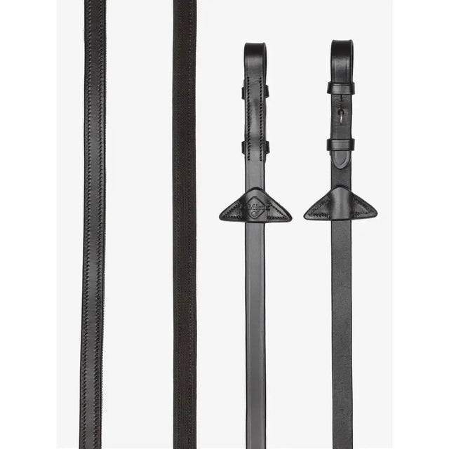 LeMieux Rubber Half lined Reins Brown/Silver Pony Brown/Silver Half Rubber Reins