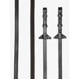 Black leather lemieux rubber half-lined reins brown with stitched edges and triangular silver metal buckles