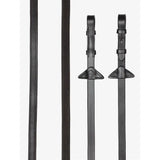 Black leather lemieux rubber half-lined reins brown with stitched edges and triangular silver metal buckles