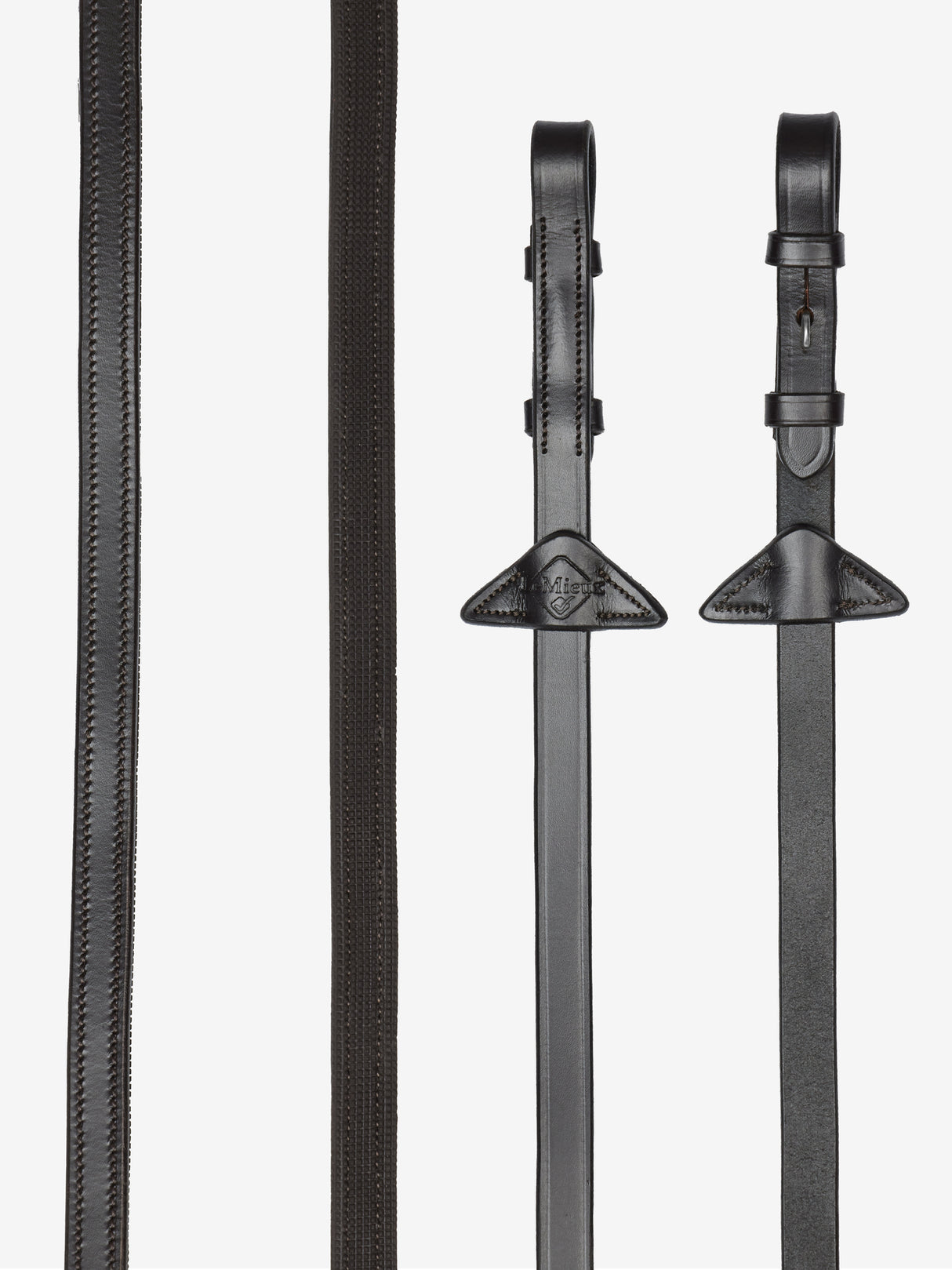 LeMieux Rubber Half lined Reins Brown/Silver Pony Brown/Silver Half Rubber Reins