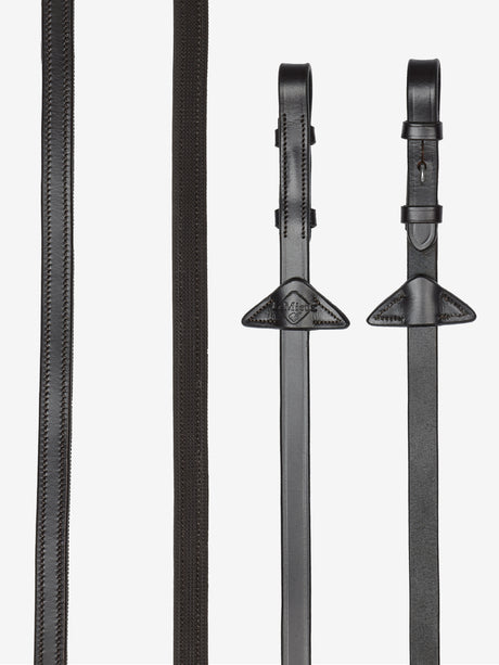 LeMieux Rubber Half lined Reins Brown/Silver Pony Brown/Silver Half Rubber Reins