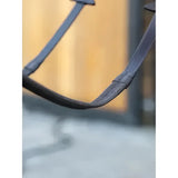 Lemiuex rubber reins in brown and silver feature a black leather strap with textured stitching for a practical light grip feel
