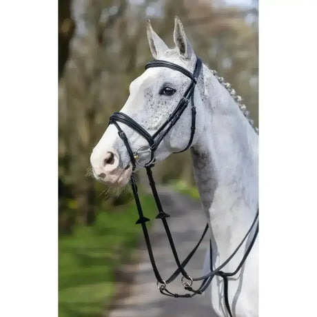Black leather lemieux running martingale with silver hardware and adjustable neck strap custom designed martingale