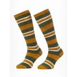 Warm mustard and olive green lemieux sabrina stripe fluffies socks made from super soft plush knit material