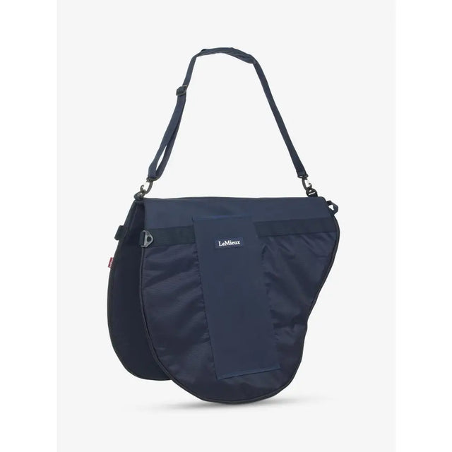 Dark navy blue lemieux saddle carry bag with sleek curved design and adjustable shoulder strap perfect for easy carrying