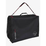 Black lemieux saddle pad bag with red accents and mesh side panel for easy storage and ventilation