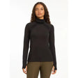 Black turtleneck sweater with long sleeves from the Lemieux Sara Snood Base Layer collection