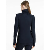 A sleek navy blue lemieux sara snood base layer with long sleeves and form-fitting smooth fabric perfect for layering