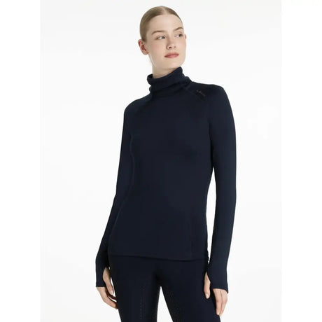 Black lemieux sara snood high neck long sleeve base layer perfect for layering under snood base layer navy