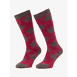 Red and gray fuzzy socks with star patterns in lemieux sasha star fluffies ember for cozy wear