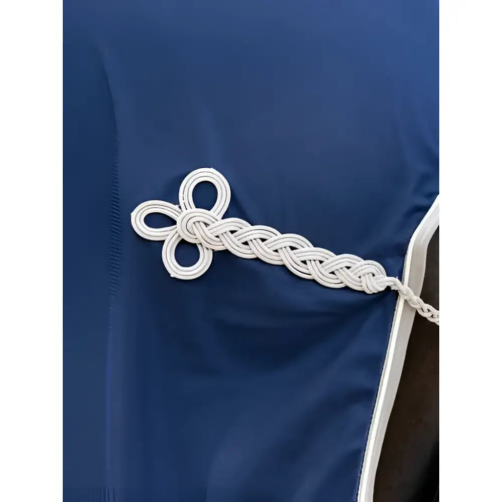 White braided cord with decorative knot design for lemieux scrim navy showing scrim navy details