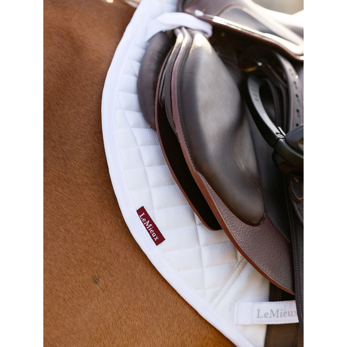 LeMieux Self-Cool Close Contact Half Square White White Large Saddle Pads