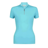 A lemieux short sleeve base layer azure in light blue with a zipper collar and lemieux brand tag