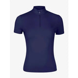Navy blue lemieux short sleeve base layer polo with half-zip collar and subtle logo on left chest perfect for layering