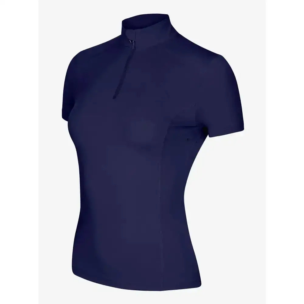 Navy lemieux short sleeve base layer with high collar and zipper detail perfect for athletic wear