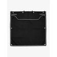 Black lemieux branded stable drape black kitchen hanging organizer with white stitching and silver grommets