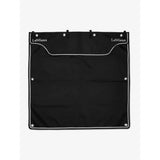 Black lemieux branded stable drape black kitchen hanging organizer with white stitching and silver grommets