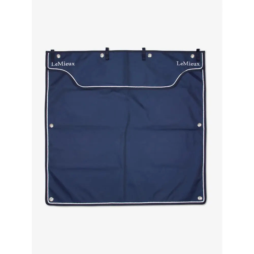 Navy blue lemieux show stable drape with white trim and silver grommets perfect stable drape navy blanket