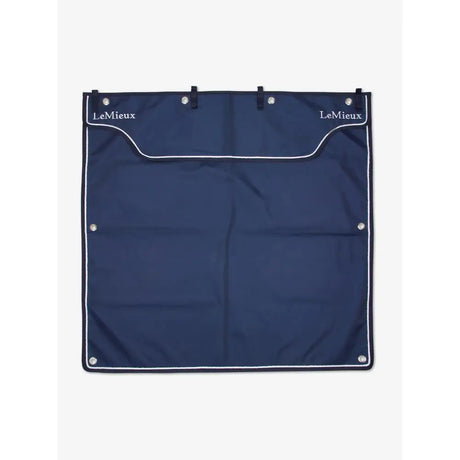 Navy blue lemieux show stable drape with white trim and silver grommets perfect stable drape navy blanket