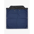 Navy blue stable drape navy horse blanket with black reinforced top edge and white stitching by lemiuex