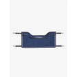 Navy blue lemieux show stable guard saddle pad with white trim and silver buckles for guard navy use