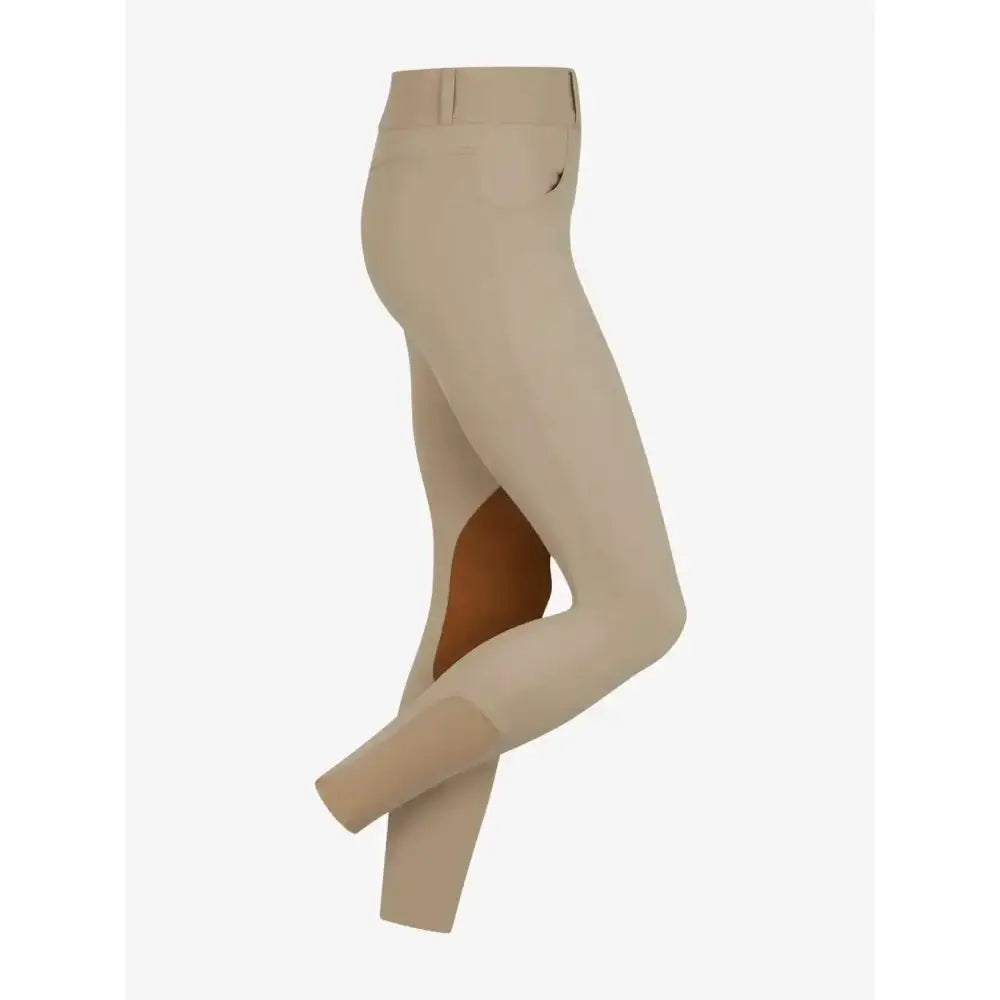 Lemtieux zip hunter breeches beige with subtle logo on thigh and reinforced knee padding for riding comfort