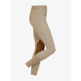 Lemtieux zip hunter breeches beige with subtle logo on thigh and reinforced knee padding for riding comfort
