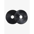 Black rubber horse fly mask discs showing lemieux silicone bit rings made from pliable silicone for secure fit