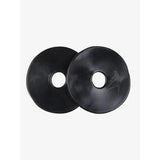 Black rubber horse fly mask discs showing lemieux silicone bit rings made from pliable silicone for secure fit