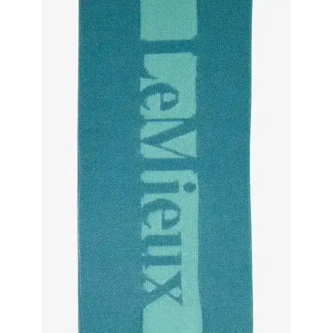 Teal lemieux silicone socks aqua with a fabric band featuring the word revieux in a lighter teal shade