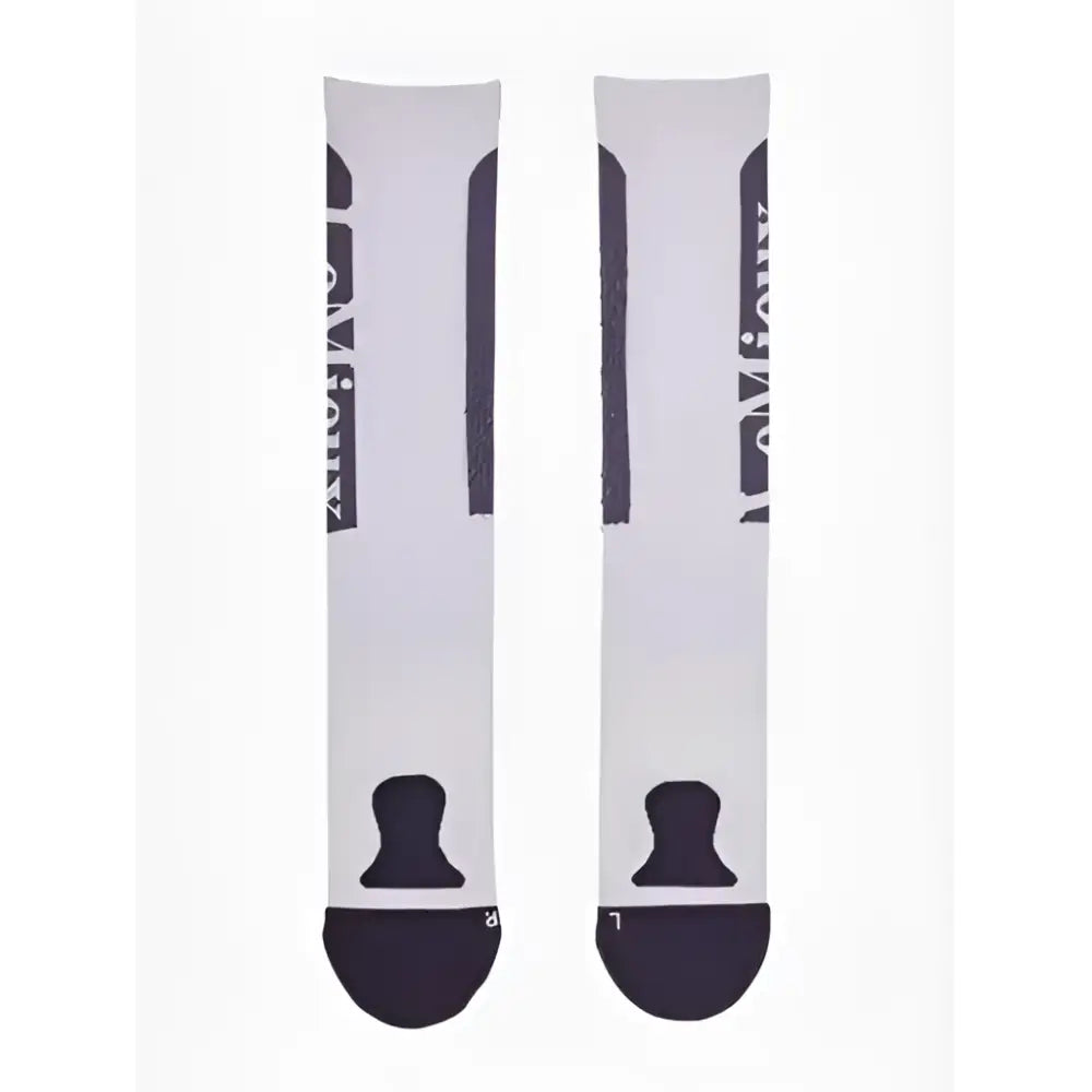 White lemieux silicone socks lilac with black branding and toe accents designed for athletic use
