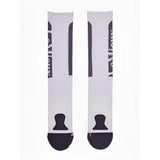 White lemieux silicone socks lilac with black branding and toe accents designed for athletic use