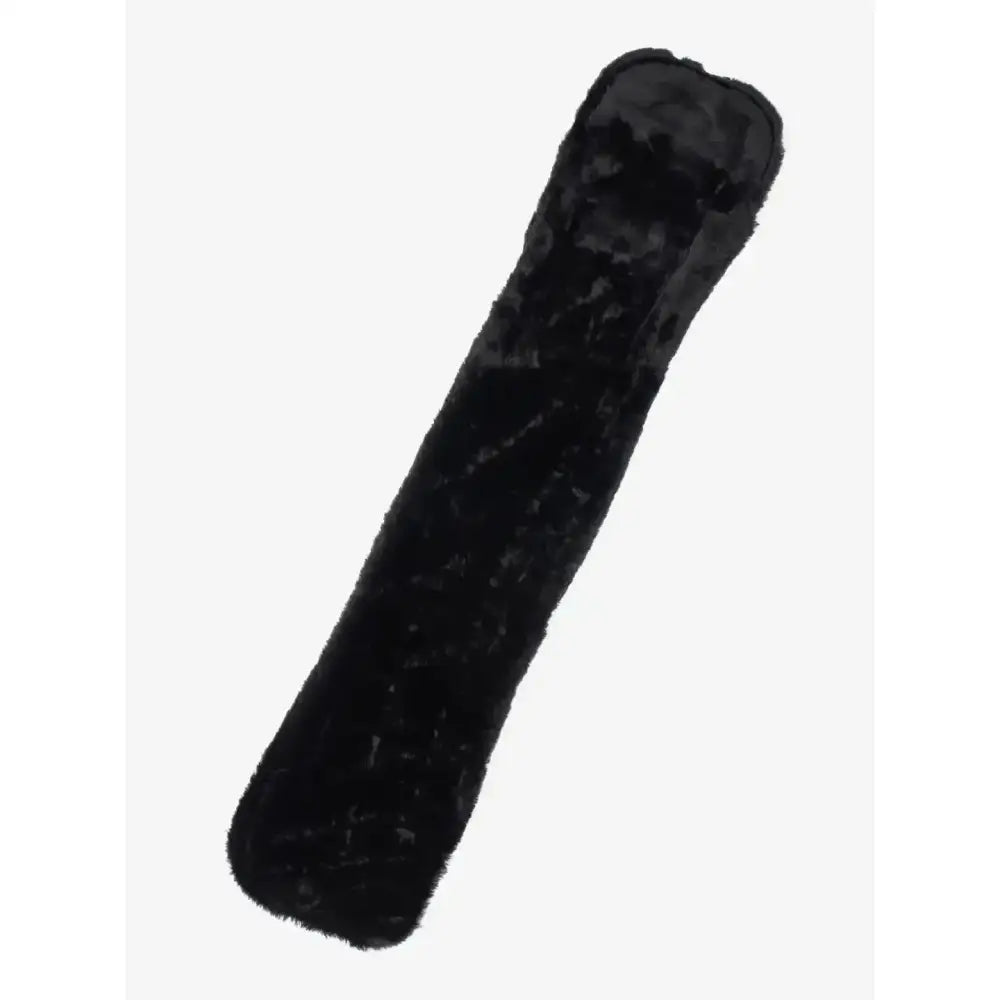 Black faux fur lemieux simuwool dressage girth cover black with plush texture and tapered ends for dressage use
