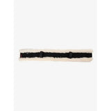 Black lemieux simuwool girth cover black natural with cushioned faux lambswool shearling and black plastic buckle