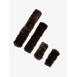 Dark brown plush fur lemieux simuwool car seat belt covers with faux lambskin headcollar set in varying lengths