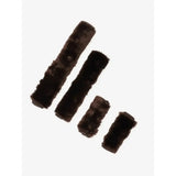 Dark brown plush fur lemieux simuwool car seat belt covers with faux lambskin headcollar set in varying lengths