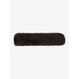 Dark brown lemieux simuwool noseband cover with soft faux lambskin plush fur delicately protects noses