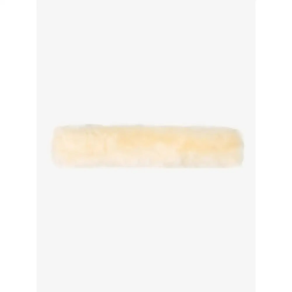 Cream-colored lemieux simuwool noseband cover made of soft faux lambskin to keep delicate noses protected
